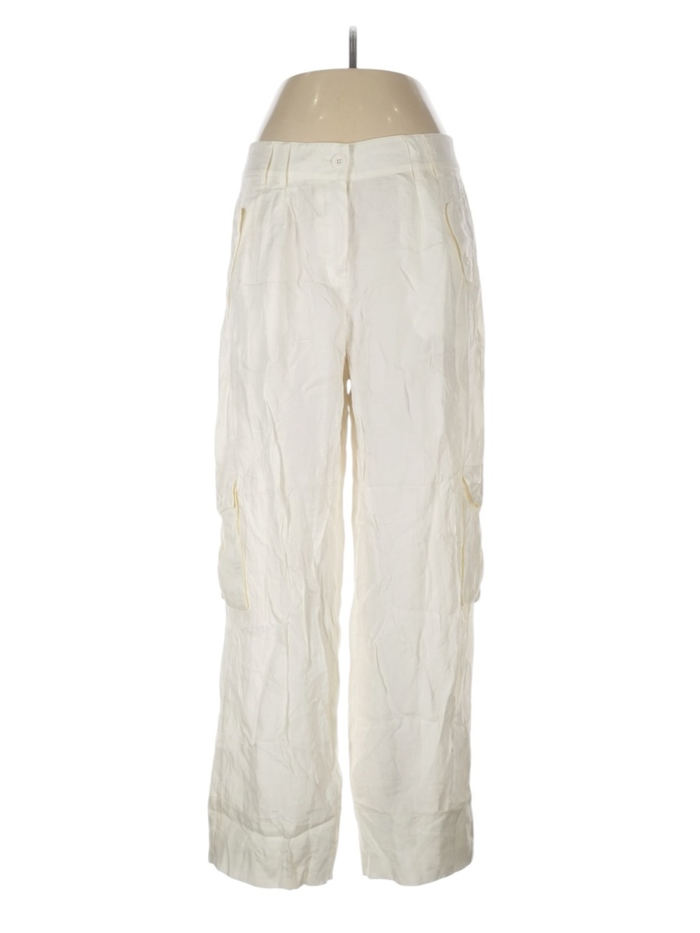 J. Crew Full Length Cupro Blend Cargo Pants 10 White Casual Going Out Party NWT